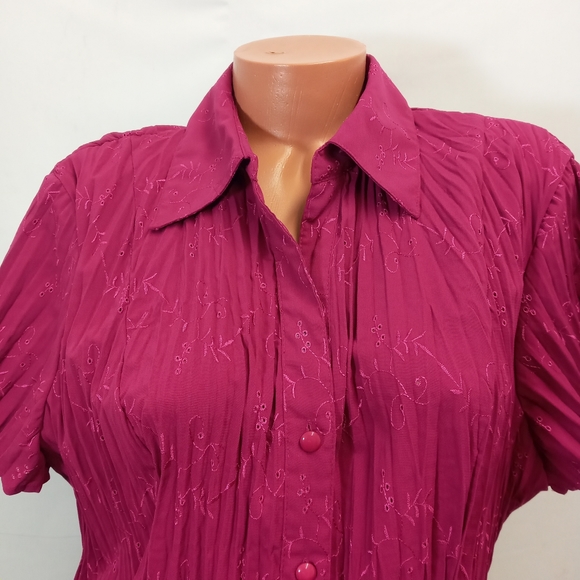 1X East 5th button down blouse top fuschia pink - Picture 4 of 9